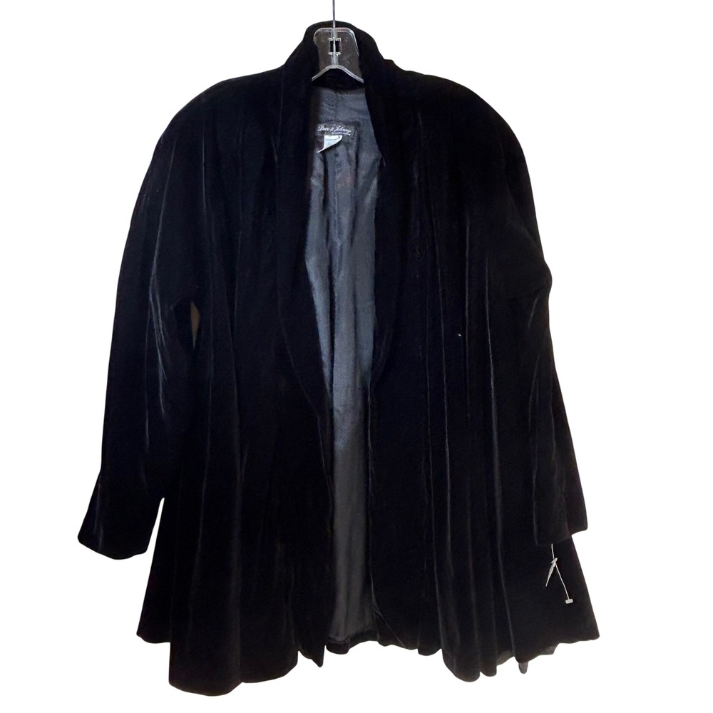 Dave & Johnny by Laura Ryner Womens XL Black Velvet Open Front Duster Jacket USA